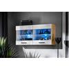 Komodee, Vetrina Savona - Armadio in vetro, Wotan/Bianco, larghezza 100 cm x altezza 50 cm x profondità 30 cm, senza LED, 2 ripiani in vetro, 2 ante per soggiorno, cucina