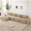 Bladez Divano modulare a 4 posti in corda, divano ad angolo a forma di L, divano letto con pouf, senza montaggio, seduta profonda senza struttura a compressione, combinabile, divano lounge per