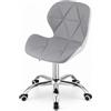 NMK HOME Sedia da Ufficio in Similpelle - Sedia Imbottita con Design Geometrico e Base Cromata