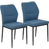 HOMCOM Set di 2 sedie da pranzo moderne, sedie da cucina, con seduta imbottita e tappezzata, schienale curvo, gambe in acciaio, per soggiorno, camera da letto, blu