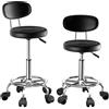 HAMHAIGO Set di 2 sgabelli da ufficio regolabili in altezza, con poggiapiedi girevole a 360°, ergonomico, altezza seduta regolabile 47-62 cm, con schienale, ruote e funzione di sollevamento, colore