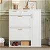 Moimhear Scarpiera moderna con ripiani regolabili, maniglie dorate, cassetti, scarpiera pieghevole e porte, 95 x 24 x 107,5 cm (larghezza x profondità x altezza) (bianco+oro)