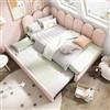 Zepneiy letto 90 x 200 con letto allungabile 90 x 190 cm, divano letto con pannelli laterali, letto imbottito con rete a doghe, letto per bambini 90 x 200 cm, in velluto rosa (senza materasso)