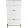 UEV Cassettiera 5 Cassetti Camera da Letto con V-Linea 60x34x110cm, Bianco | Settimino con 5 Cassetti, Mobiletto Moderno Pratico e Sicuro con Design Antiribaltamento, Comò Soggiorno Portaoggetti