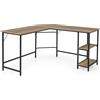 LIFEZEAL Scrivania angolare a forma di L, con 2 ripiani, design industriale, per ufficio, ufficio, studio, colore legno originale