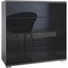 Vladon Cassettiera Pavos V3, Credenza con 4 cassetti antracite opaco/nero lucido (76 x 76 x 35 cm)