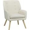 Totò Piccinni Poltrona Poltroncina LIVIA in Tessuto Imbottito con piedini in legno (Tessuto Beige)