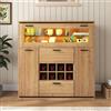 Goeria Credenza, elegante armadietto per vino con doppie porte, scaffale in vetro e supporto per vino - ideale per riporre in un'elegante credenza, grande spazio di archiviazione.