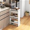 RELAX4LIFE Carrello Portaoggetti Ultra Sottile a 4 Ripiani 13cm/20cm con Ruote 360° e Freni, Salvaspazio e Stretto per Cucina, Bagno (Marrone+Bianco, 48x20x81 cm)