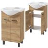 Deftrans Domodomo - Armadietto da bagno con lavandino, 80 x 50 x 26 cm, in ceramica, colore: bianco e rovere