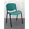 idealsedie Galizia Prime sedia fissa 4 gambe con telaio in acciaio VERNICIATO NERO, sedile e schienale in plastica resistente in vari colori (VERDE)