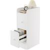 ChromaCasa Comodino stretto con 2 cassetti, 30 x 20 cm, per camera da letto, bianco, altezza 58 cm, perfetto come armadio per nicchia, tavolino o piccolo armadio per piccoli spazi e appartamenti