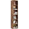 oneinmil Libreria Stretta Alta 6 Ripiani, Scaffale a Colonna con Cubi Portatutto, Design Moderno per Soggiorno, Camera da Letto, Ufficio Domestico, 30 x 23.5 x 181 cm, Marrone