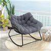 GIANTEX Sedia a Dondolo con Cuscino, Sedia da Relax Ampia e Avvolgente, con Struttura in Metallo, Seduta in Rattan, Cuscino Morbido Imbottito, per Soggiorno, Studio, Balcone, Nero (Grigio)