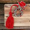 Doni Bomboniere Laurea 12PZ Ciondolo con Corona D Dottorato Master Argento Nappina E Tocco Rosso Segnaposto Magistrale Appendino Idee Regalo Complete Originali Economiche