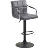 CLP Sgabello Design Lucy In Similpelle I Sedia Sgabello Con Schienale Girevole E Regolabile 63-84 CM I Sedia Bar Con Braccioli, Colore:grigio, Colore del telaio:nero