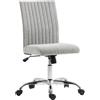 HOMCOM Sedia da Ufficio Ergonomica con Seduta Girevole e Altezza Regolabile, Poltrona da Ufficio Senza Braccioli con Ruote, Rivestimento in Tessuto, Grigio