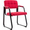 CLP Sedia con braccioli Canada B, sedia visitatore imbottita, struttura in metallo nero opaco, sedia da conferenza, sedia sala d attesa tessuto, Colore:rosso