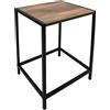 Spetebo Tavolino in legno con struttura in metallo, colore nero, 32 x 28 cm, tavolino quadrato con piano in effetto legno, tavolo decorativo da soggiorno, tavolo per telefono, tavolo da appoggio