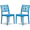 REDÒKASA Set 2 sedie in polipropilene TETI, MADE IN ITALY, impilabile, idrorepellente, resistenza raggi UV, design moderno albero della vita per sala da pranzo, cucina, bar, ristoranti, esterno (Azzurro, 2)
