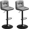 VASAGLE Set di 2 Sgabelli da Cucina, Sgabelli da Bar, Regolabili in Altezza con Rivestimento in PU, Girevole a 360°, Sedia da Bar con Schienale e Poggiapiedi, Grigio LJB094G01
