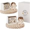 Doni Bomboniere Battesimo 1 pz Calendario Perpetuo con Base in Comunione Cresima Legno E Tenero Angioletto Assortito Due Varianti di Posizione Idee Regalo Complete Originali Economiche