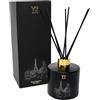 Ynot? Diffusore profumatore Ambiente Bastoncini Y Not? 200 ml Nero Varie fragranze e raffigurazioni (Mon Amour (Parigi))