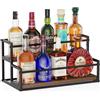THYGIFTREE Espositore per bottiglie di liquori, scaffale a 2 ripiani con portabottiglie per whisky e liquori