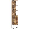 Vicco Mobile bagno alto Fyrk, Legno antico, 33 x 185 cm, per la conservazione di articoli da bagno e asciugamani