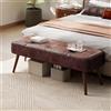 Ckaff Panca Fondo Letto, Panca Imbottita da Ingresso 113.5x36.5x43cm, Sgabello per Scarpe in Pellle PU Poggiapiedi Cassapanca per Camera da Letto Ingresso Corridoio Soggiorno Salotto, Pu, Marrone scuro