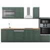 Vicco Cucina componibile Fame-Line, Verde-oro rustico/Antracite, 300 cm con armadio alto, PL Rovere, espandibile con moduli aggiuntivi e disposizione variabile