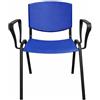 SEDIAOFFICE - Sedie Ufficio Senza Ruote con Braccioli, Sedia Scrivania Ergonomica, per Studio, Sala D'Attesa, Sala Riunioni e Conferenze, Comoda Sedia Ufficio Economica (Blu)