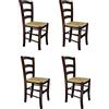 S.I.S.A. di G.&G. srl SISA srl, Set di 4 Sedie, Sedie Sala da Pranzo, Sedie Cucina Legno, Arredo Casa, Sedie Legno, Modello Paesana, Colore Noce, Seduta Paglia, 45x37x87, Sedie Soggiorno, Made in Italy