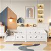 SAOOZBE Letto per bambini con pavimento 140 x 200 cm, letto Montessori con protezione anti-caduta e rete a doghe massiccia, per bambini, in legno di pino (bianco B, 140 x 200 cm)