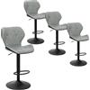 EUGAD Sgabelli Cucina Set di 4 con Schienale, Regolabile, PU Grigio