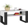 AKORD | Tavolino da Salotto in Legno - DOMI | Tavolo da Caffè con gambe un Ripiano | Coffee Table | Tavolini Basso Moderno | Arredamento Casa | 92 x 45 x 53 cm | Bianco + Gambe Nere