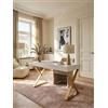 KADIMA DESIGN Scrivania 118 x 76 x 57 cm, in legno lucido, con gambe in metallo dorato, design moderno, consolle e cassetti