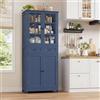 HOCSOK Credenza Cucina, 180 cm Alta Mobile Dispensa Cucina, 2 Ante in Vetro