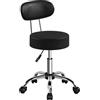 Soberine Sgabello con Ruote e Schienale, Sgabello da Ufficio a Rotelle Regolabile in Altezza 47-56,5 cm, Sedia Girevole da Trucco, Estetista, Salone, Studio (Nero)