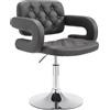 CLP Sedia Lounge Girevole Dublin in Similpelle I Poltroncina Design Chester Altezza Regolabile I Sedia con Braccioli Imbottita, Colore:Grigio