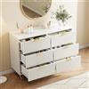 Plcnn Comò Camera da letto con 6 cassetti, Mobile portaoggetti Comò Moderno, Mobile Cassetto Camera, Credenza Camera da letto, Tessuto in rattan Design, per Soggiorno Camera da Letto (Bianco, 100 x 34