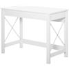 HOMCOM Scrivania Salvaspazio 105x50 cm, Tavolo Computer Moderno in Legno e Metallo per Soggiorno, Camera da Letto, Studio e Ufficio, Bianco