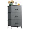 WLIVE Cassettiera in Tessuto, Cassettiera con Cassetti, Cassettiera Camera da Letto, Armadietto a Torre con Struttura in Acciaio per Soggiorno, Corridoio (Grigio Nero, 3 Cassetti)