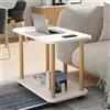 HshDUti Tavolino con ruote, comodino stretto a 2 ripiani, tavolino in legno, tavolini da caffè, tavolino da tè, divano per soggiorno e camera da letto, 50 x 30 x 47 cm (bianco), 3611945