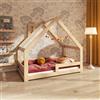 Need Sleep Letto casetta per bambini NeedSleep|letto montessori a forma di casetta |70x140 80x160 90x180|letto capanna con barriera anticaduta|simmetrico (90x200 cm, con protezione anticaduta)