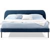 EVERGREENWEB MATERASSI & BEDS EVERGREENWEB Letto Matrimoniale 160x200 cm| Letto a doghe in doghe in legno e testata trapuntata stondata | Facile da montare| Colore Blu | Mod. Madrid