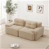 Cayipng Divano 2 posti,divano modulare,divano imbottito senza telaio a compressione sottovuoto con 2 cuscini,Imbottitura in schiuma 32D alta densità,Senza montaggio,Beige(Seduta prof. 74+Bracciolo lar. 30)