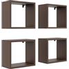KUBUTKU - Set di 4 mensole a parete, 30x33x18 cm, design moderno, quadrato, sospeso, per soggiorno, camera da letto, ufficio e cucina (Wenge)