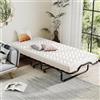 GIANTEX Letto Pieghevole 90x200 cm con Memory Foam, Lettino Pieghevole per Gli Ospiti con 4 Ruote, Sgabello e Bracci, Letto da Viaggio per Adulti, Doppia Sedia a Doghe, Nero e Beige, Made in Italy