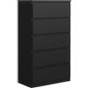 MebLocker Cassettiera con 5 Cassetti - Settimino 39x70x125 cm - Cassettiera Salvaspazio per la Camera da Letto e Soggiorno - Armadio con Cassetti dal Design Moderno - Nero